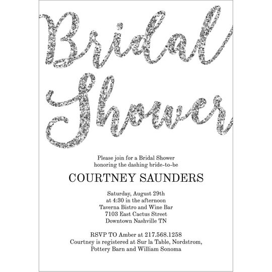 Faux Glitter Bridal Shower Invitations